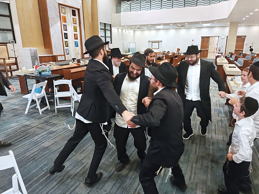 Students dancing in the beis midrash